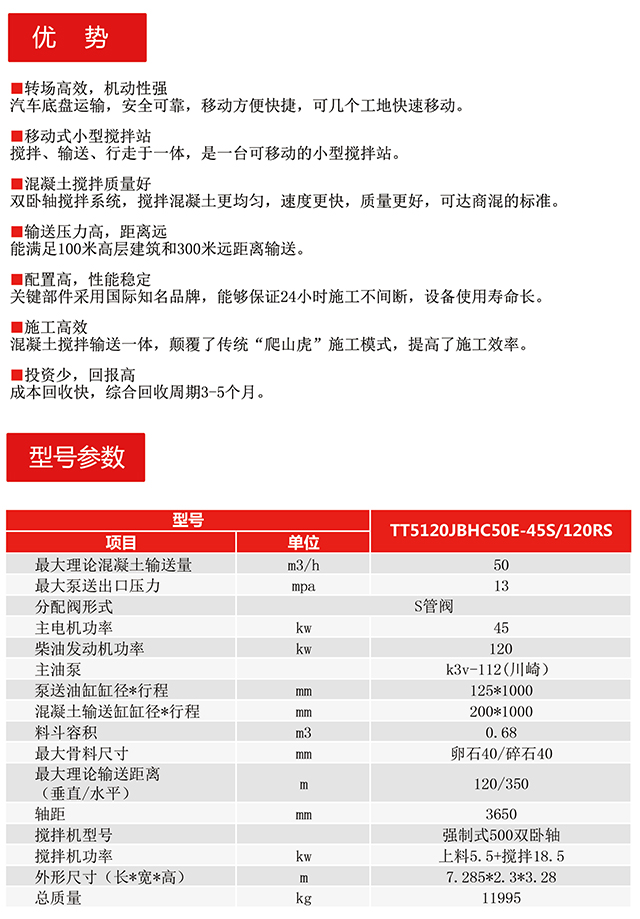 混凝土搅拌车载泵的优势与型号参数表图